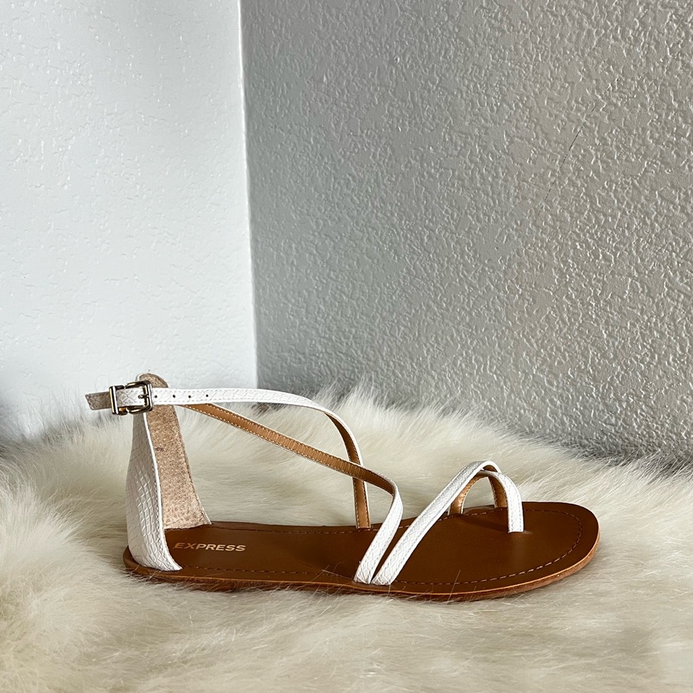 Express snakeskin strappy sandals